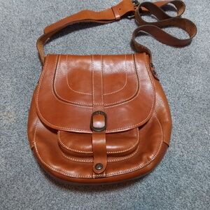 Patricia Nash Barcelona Saddle Bag Brown Italian Leather
